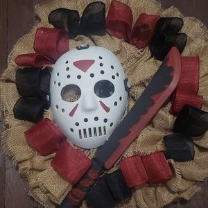Jason Voorhees Door Wreath Halloween Decor